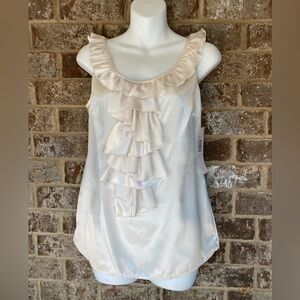 𝅺NWT Allison Taylor satin ruffle blouse women's Medium